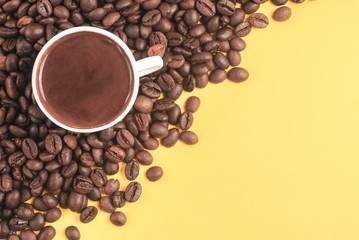 Coffee on a yellow background