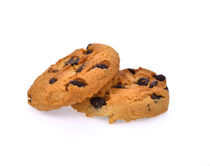 Chocolate chip cookie on white background