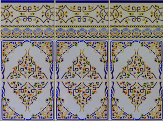 Detail of old traditional ornate portuguese decorative azulejo tiles