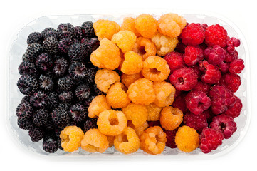 Raspberry yellow juicy bright on a white background