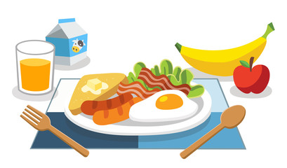 Eating breakfast in the morning. Breakfast is the first meal of a day for life. foods with benefits.