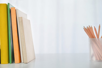 Copy space of working desktop and stationary.