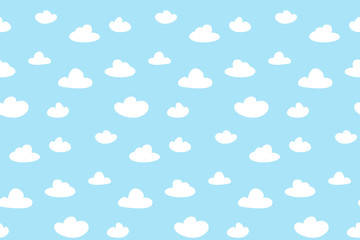 Cartoon clouds background blue sky seamless pattern