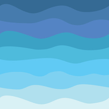 Blue waves abstract sea flat design seamless pattern