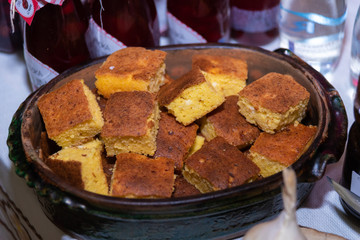 Salted cake with corn flour with cheese, Serbian proja