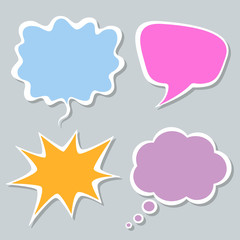 Set of colorful speech bubbles with shadow on plain background 