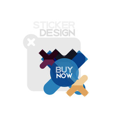 Flat design cross shape geometric sticker icon, paper style design with buy now sample text, for business or web presentation, app or interface buttons