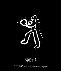 Naklejka premium 스포츠 포스터 / 손으로 그린 스포츠 그림