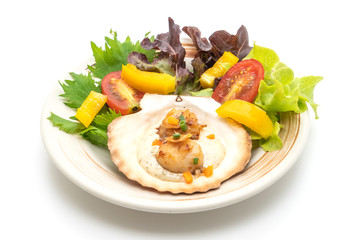 grilled scallops shell with vegetable