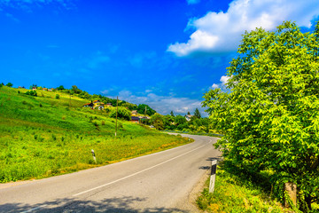 Fototapeta na wymiar Zagorje Croatia landscape nature. / Scenic view at colorful springtime in Northern Croatia, Zagorje region, famous tourist resort.