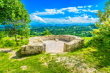 Fototapeta na wymiar Zagorje Veliki Tabor view. / Scenic view at landscape in Zagorje region from Veliki Tabor viewpoint, Croatia Europe.