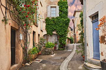 Fototapety  Lourmarin, Vaucluse, Provence, France: ancient alley in the old town