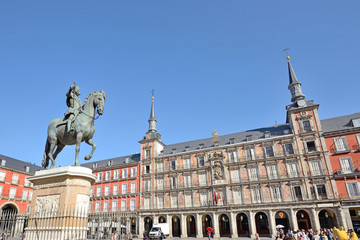  Plaza Mayor in Madrid, Spain - obrazy, fototapety, plakaty