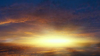 Light in dark sky . beautiful cloud . Dramatic nature background .  Sunset or sunrise with clouds, light rays and other atmospheric effect . Light from sky . Religion background . 