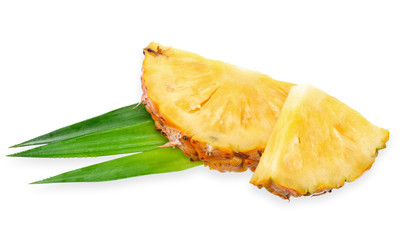 slice pineapple isolated on white clipping path