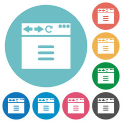 Browser options flat round icons