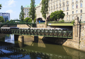 Naklejka premium Art Nouveau Bridge over the railway, Vienna, Austria