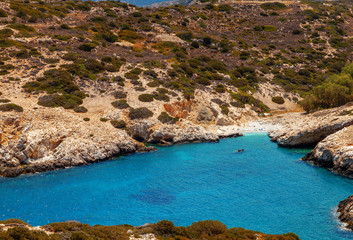 Secluded beach in Mirabello Bay, Crete, Greece