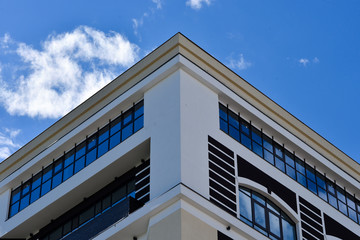 Building corner on the sky background