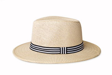 Straw hat on white background