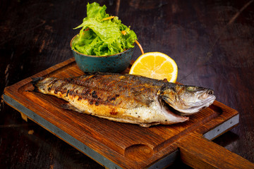 Grilled seabass fish