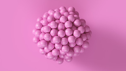 Bright Candy Pink Footballs Formed into a Sphere 3d illustration