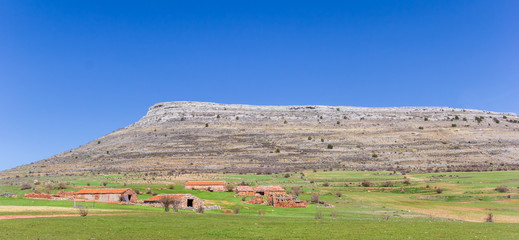 Fototapeta premium Panorama of old farms in the landscape of Castilla y Leon, Spain