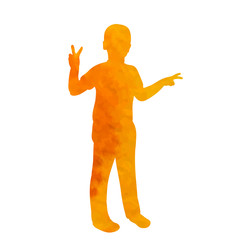 vector, isolated, white background, watercolor silhouette child