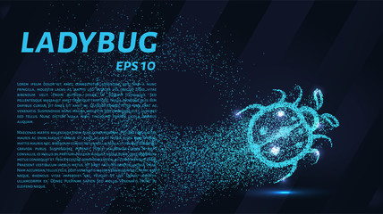 Ladybug of particles. Silhouette ladybugs of small circles.