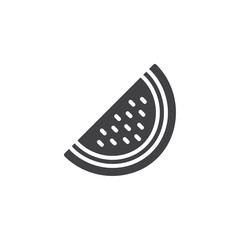 Watermelon slice vector icon. filled flat sign for mobile concept and web design. Summer fruit simple solid icon. Symbol, logo illustration. Pixel perfect vector graphics
