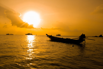Thai boat at sunset