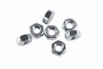 Nuts, screw isolated on the white backgrounds