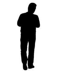 Black silhouette man standing, people on white background