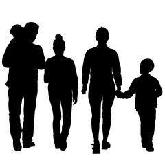 Silhouette of happy family on a white background