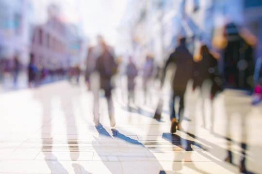 Crowd Of Anonymous People Walking