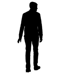 Black silhouette man standing, people on white background