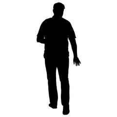 Black silhouette man standing, people on white background