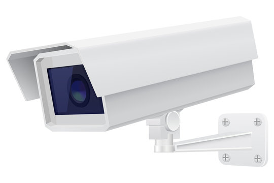 Security CCTV camera. White surveillance system