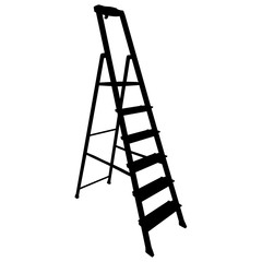 Black silhouette tool staircase on a white background