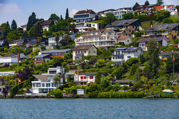 Town Weggis on Lucerne lake