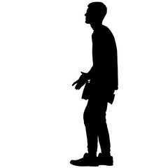Silhouette of musician playing the drum on a white background