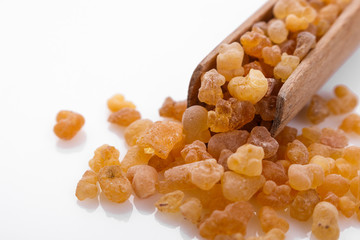 fragrant frankincense on a white acrylic background