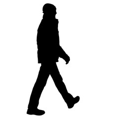 Silhouette of People walking on White Background