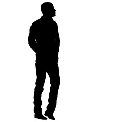 Fototapeta premium Silhouette of People walking on White Background