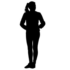 Silhouette of People walking on White Background