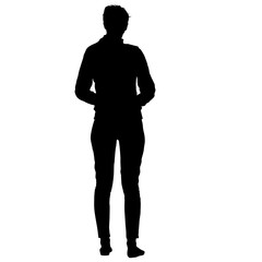 Silhouette of People walking on White Background