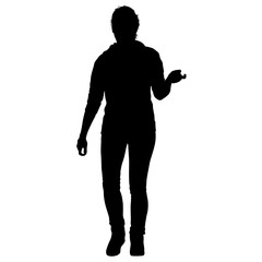 Silhouette of People walking on White Background