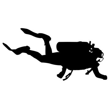 recommend clip art: Black silhouette scuba divers on a white background