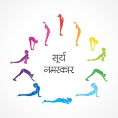 illustration of woman doing SURYA NAMASKAR