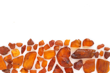  Natural raw amber stone isolated on white background. 
